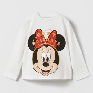 ZARA Minnie Mouse Holiday long sleeve shirt